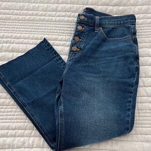 High Rise Flare Crop Stylish Blue Women's Jeans